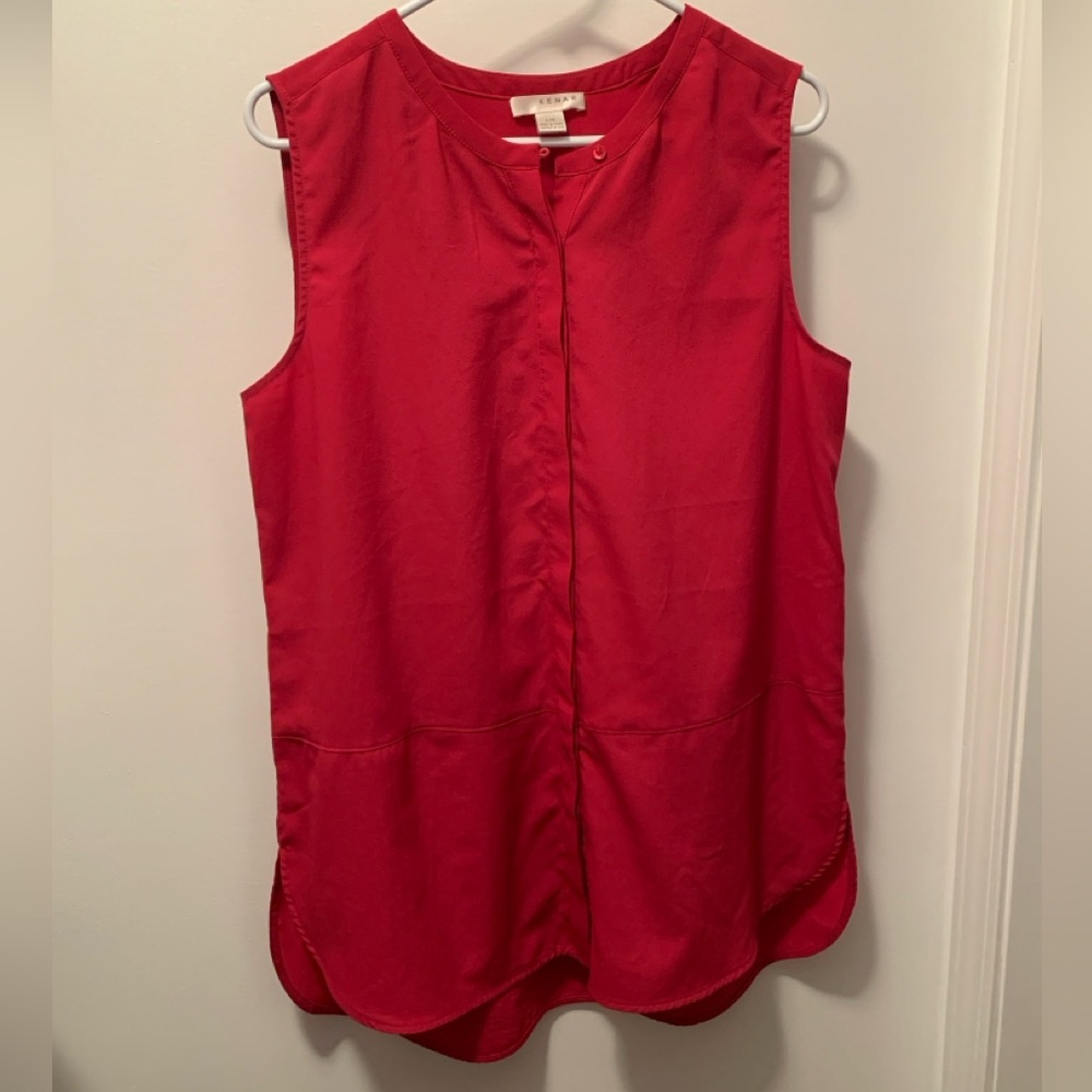 Kenar Women's Bright Fuchsia Blouse with hidden Button front, Round Neck
